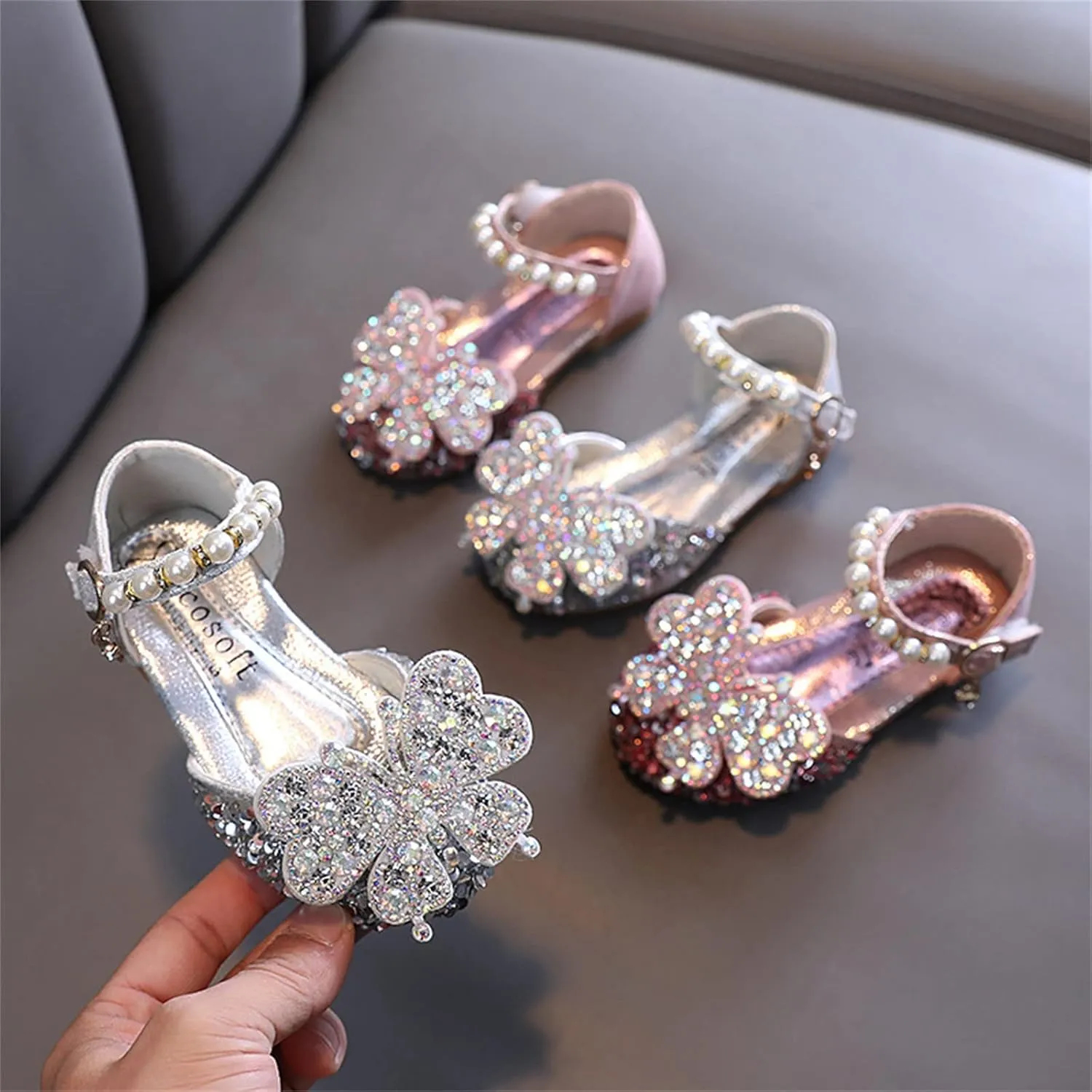 Fashion Spring and Summer Children Dance Shoes Girls Dress Show Princess Shoes Pearl Sequins Animal Size 5 Shoes Girls