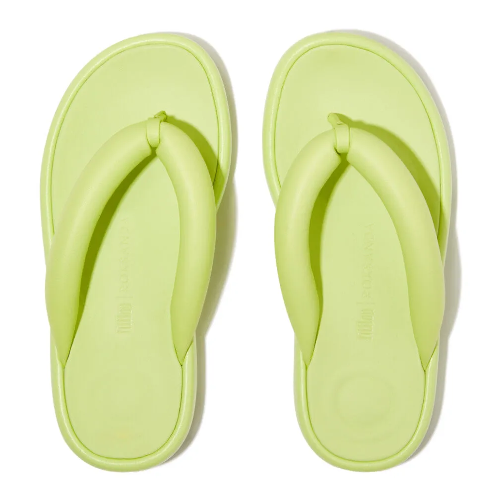 Fitflop IQushion D-Luxe x Roksanda Padded leather Flip Flops Lime