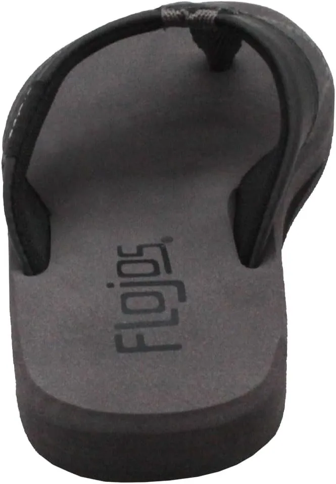 Flojos Kid's Ryan Sandal, Tutone Strap With Arch Support, Gray/Black