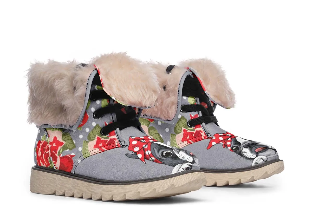 Floral Boston Terrier Polar Vibe Boots