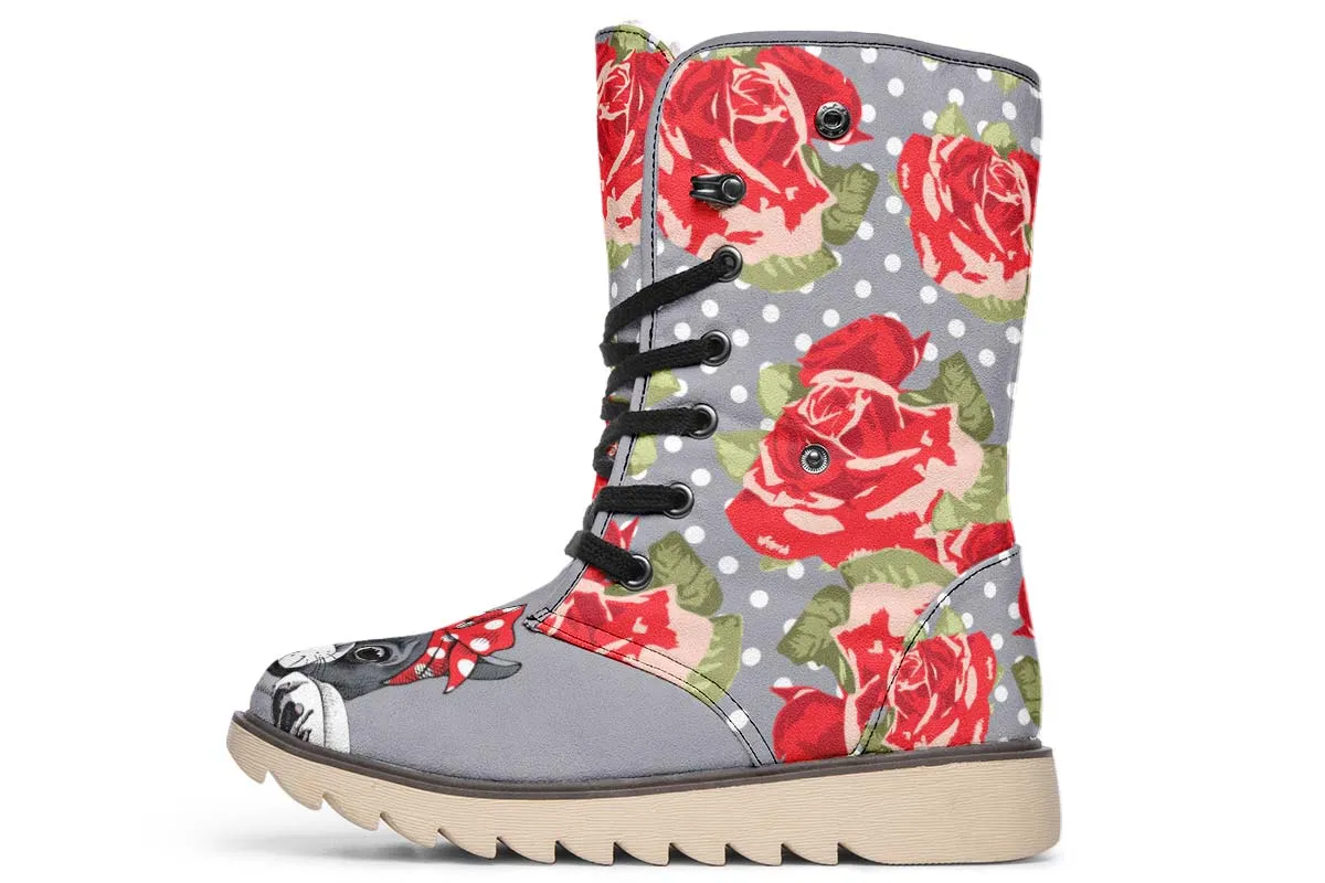 Floral Boston Terrier Polar Vibe Boots