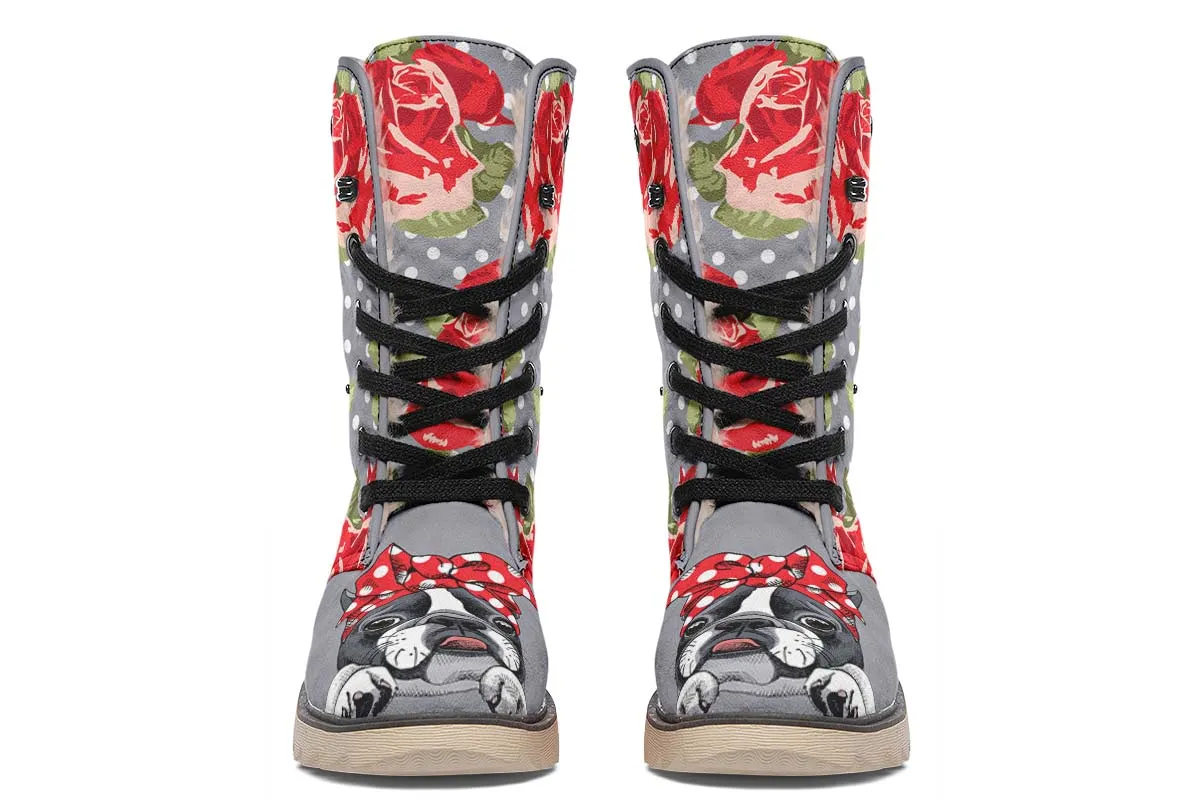 Floral Boston Terrier Polar Vibe Boots