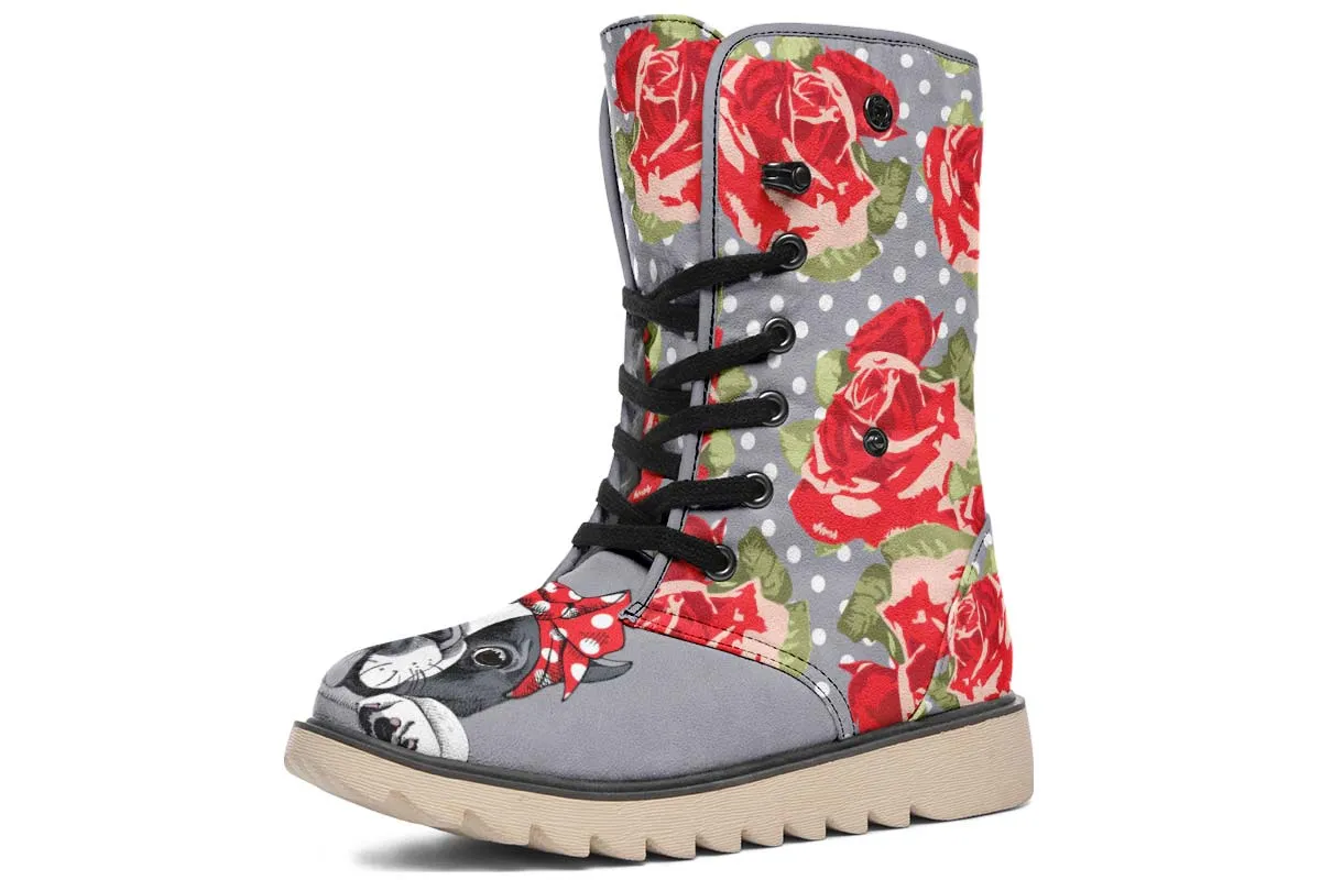 Floral Boston Terrier Polar Vibe Boots