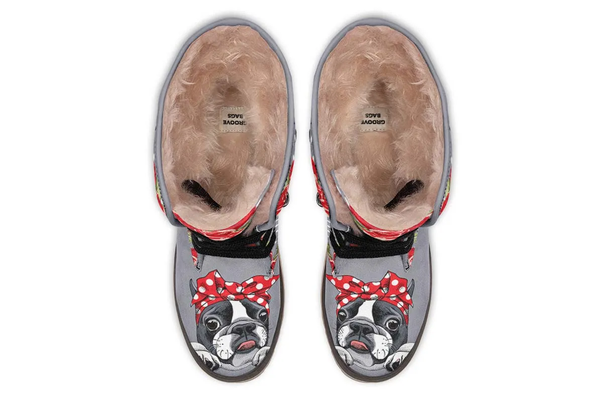 Floral Boston Terrier Polar Vibe Boots