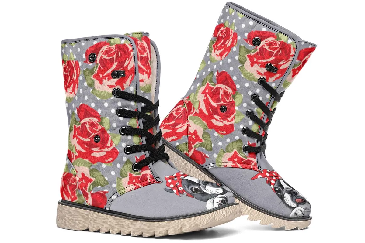 Floral Boston Terrier Polar Vibe Boots