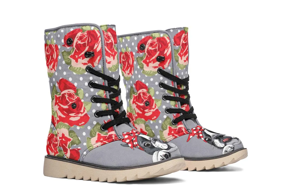 Floral Boston Terrier Polar Vibe Boots