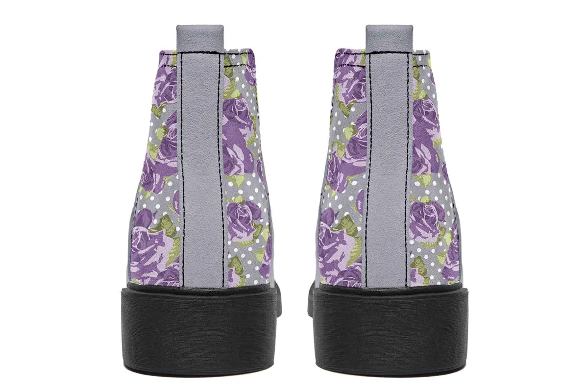 Floral Boston Terrier Purple Neat Vibe Boots