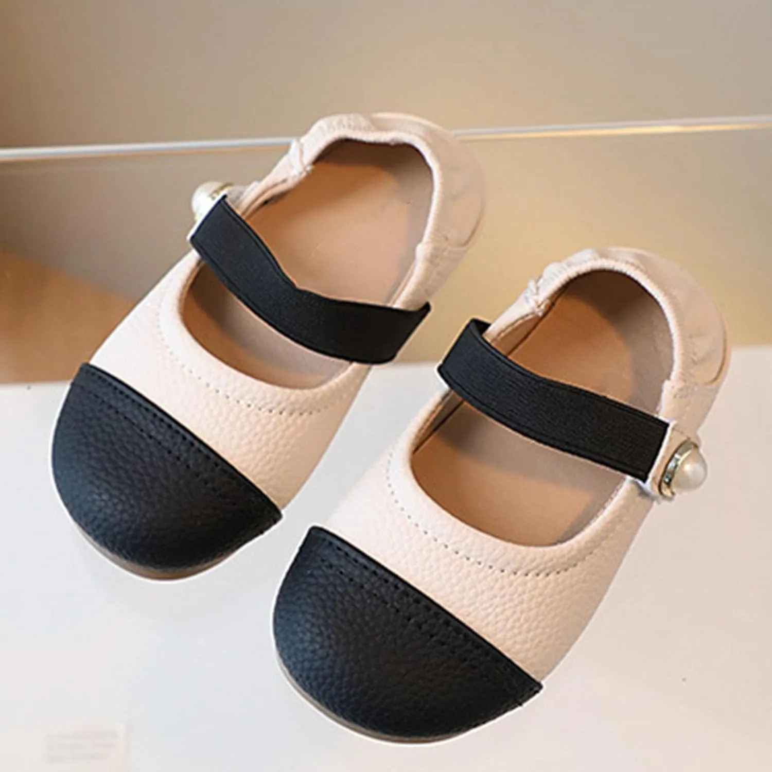 Flower Girls Color Block Dress Shoes Ballet Flat Mary Jane School niform Shoes for Birthday Pary Wedding