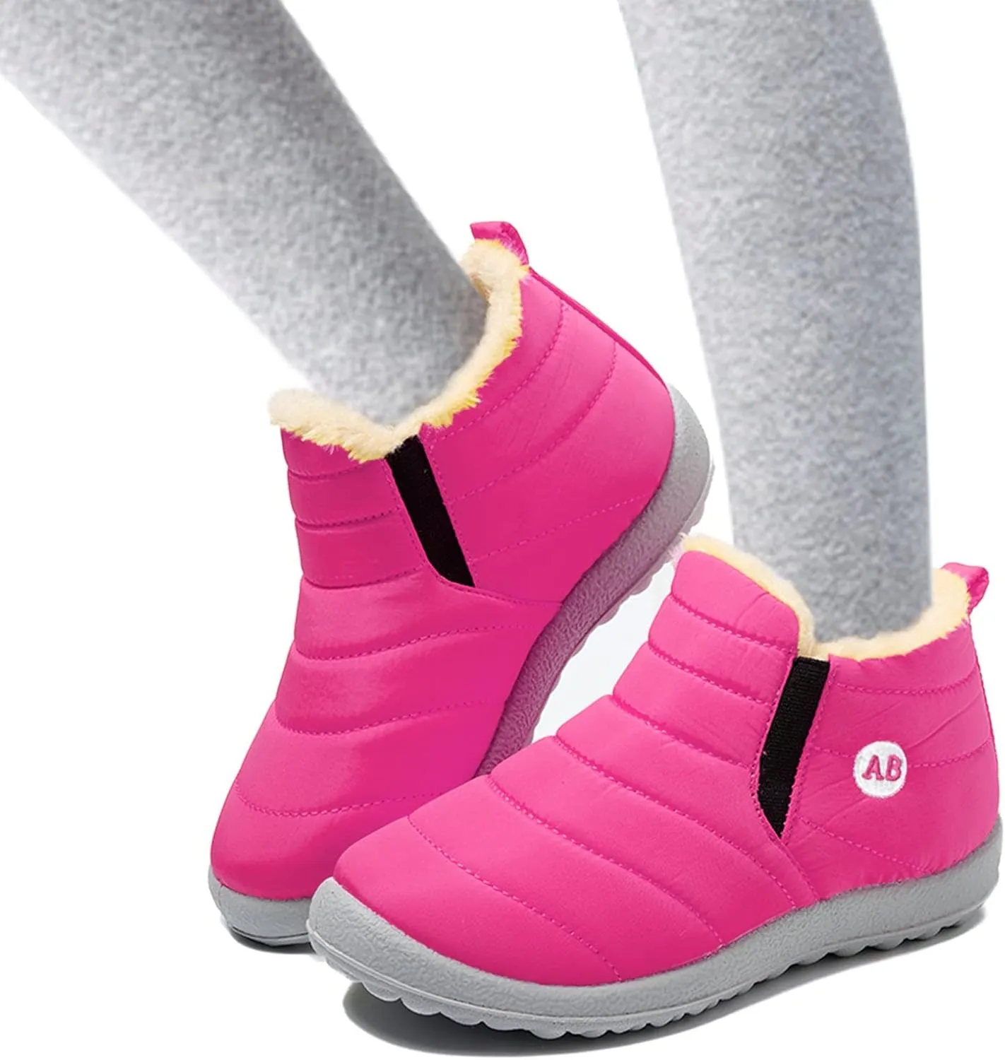 Girl Jelly Boots Childrens Winter Fleece Childrens Boots Flat Splashing Fleece Boots for Youth Girl Size 5