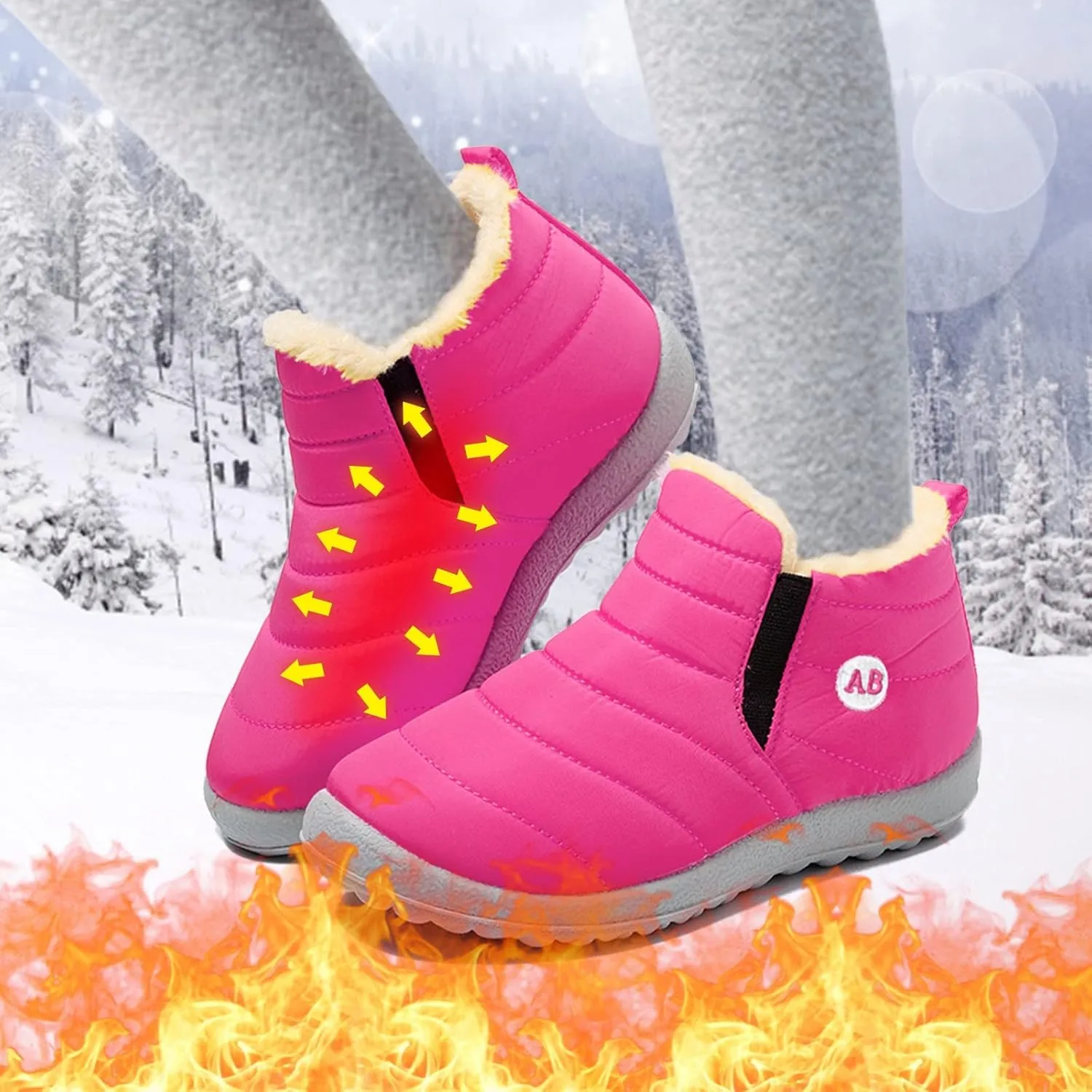 Girl Jelly Boots Childrens Winter Fleece Childrens Boots Flat Splashing Fleece Boots for Youth Girl Size 5