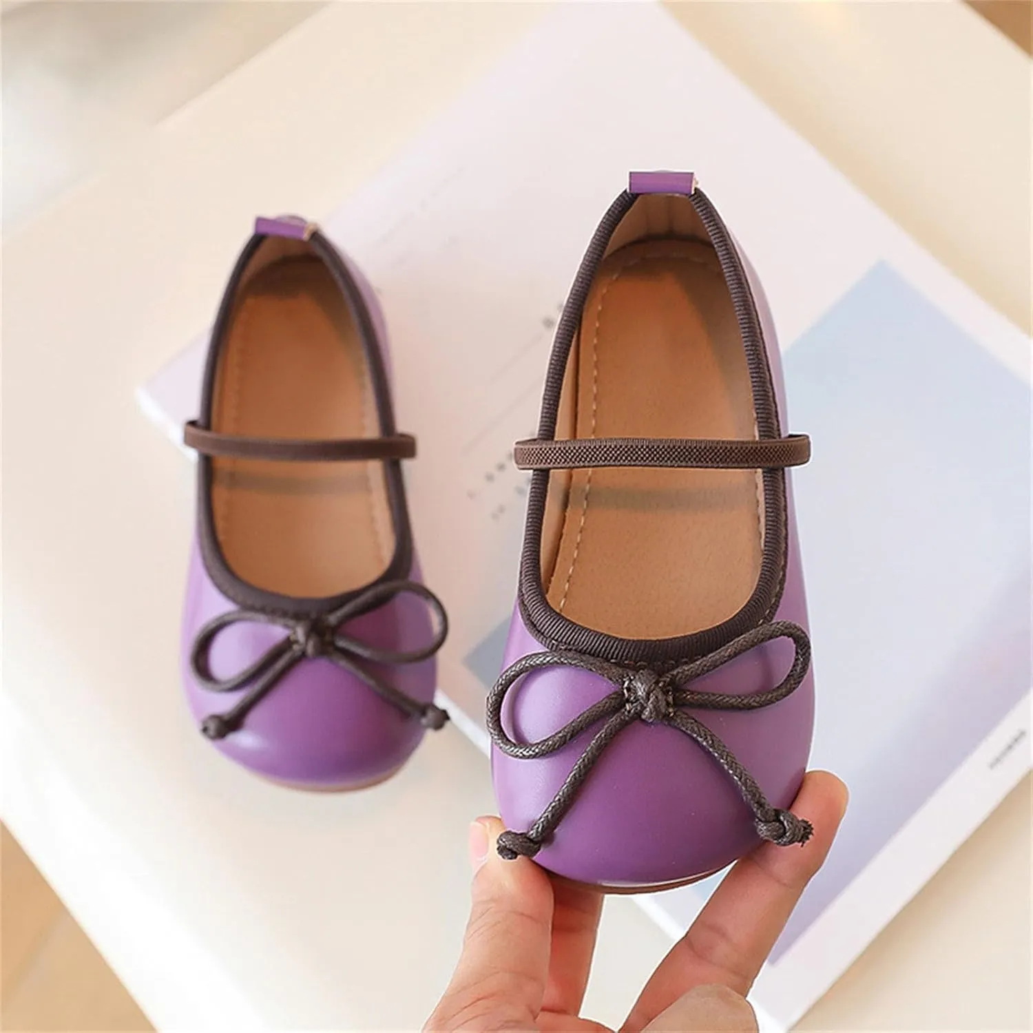 Girls Dress Shoes Flower Girl Shoes Mary Jane Ballet Flats Bow Wedding Party Communion Shoes for Toddler Girls
