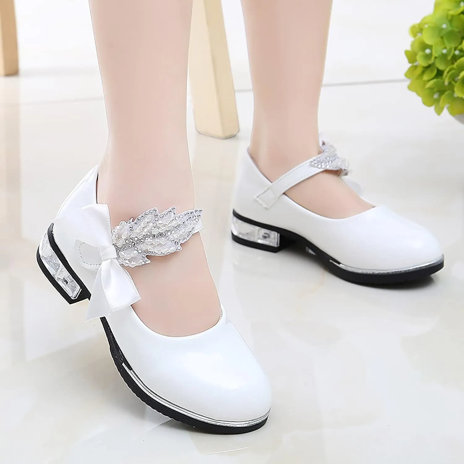 Girls Infant Dress Mary Jane Flat Little/Big Kids Low Heel Princess Hook And Loop Dress Party Wedding Shoes