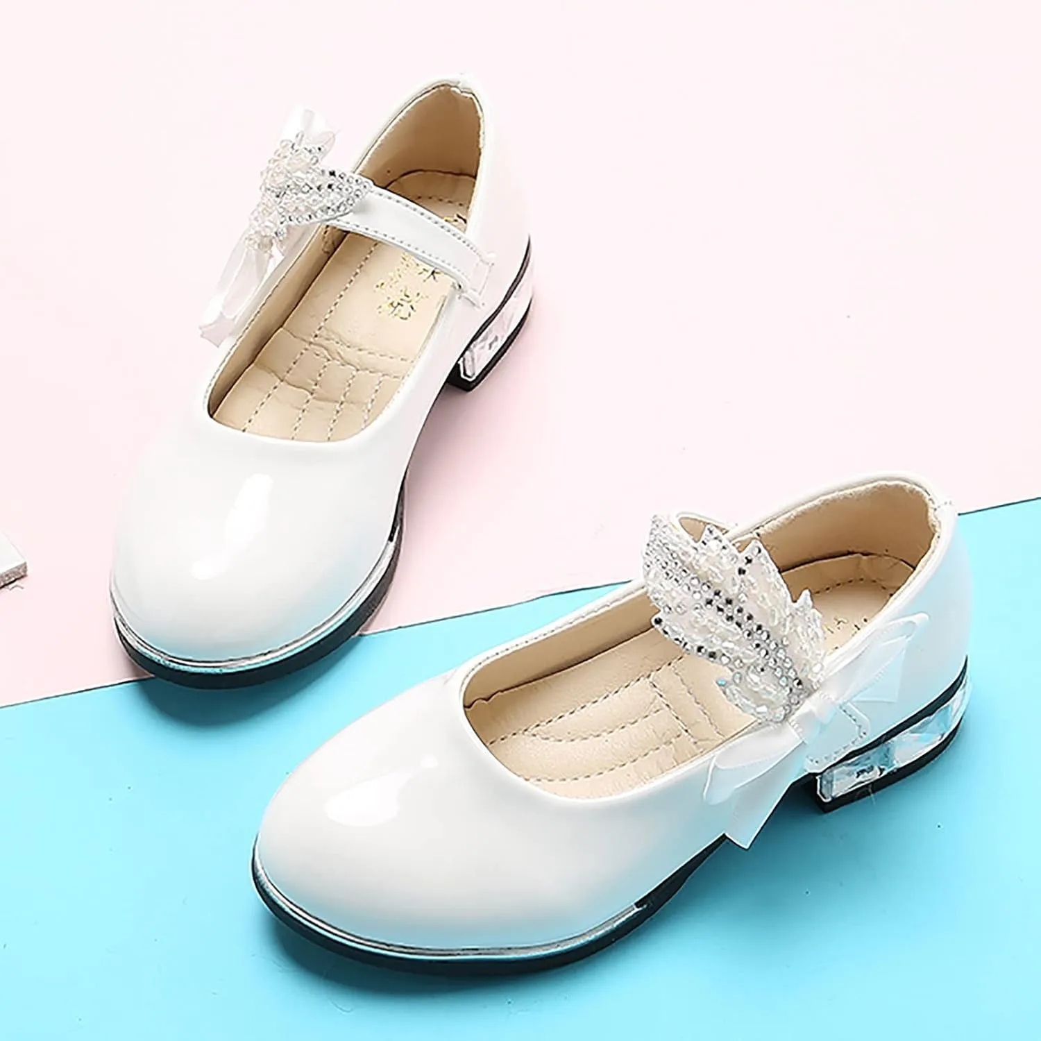 Girls Infant Dress Mary Jane Flat Little/Big Kids Low Heel Princess Hook And Loop Dress Party Wedding Shoes