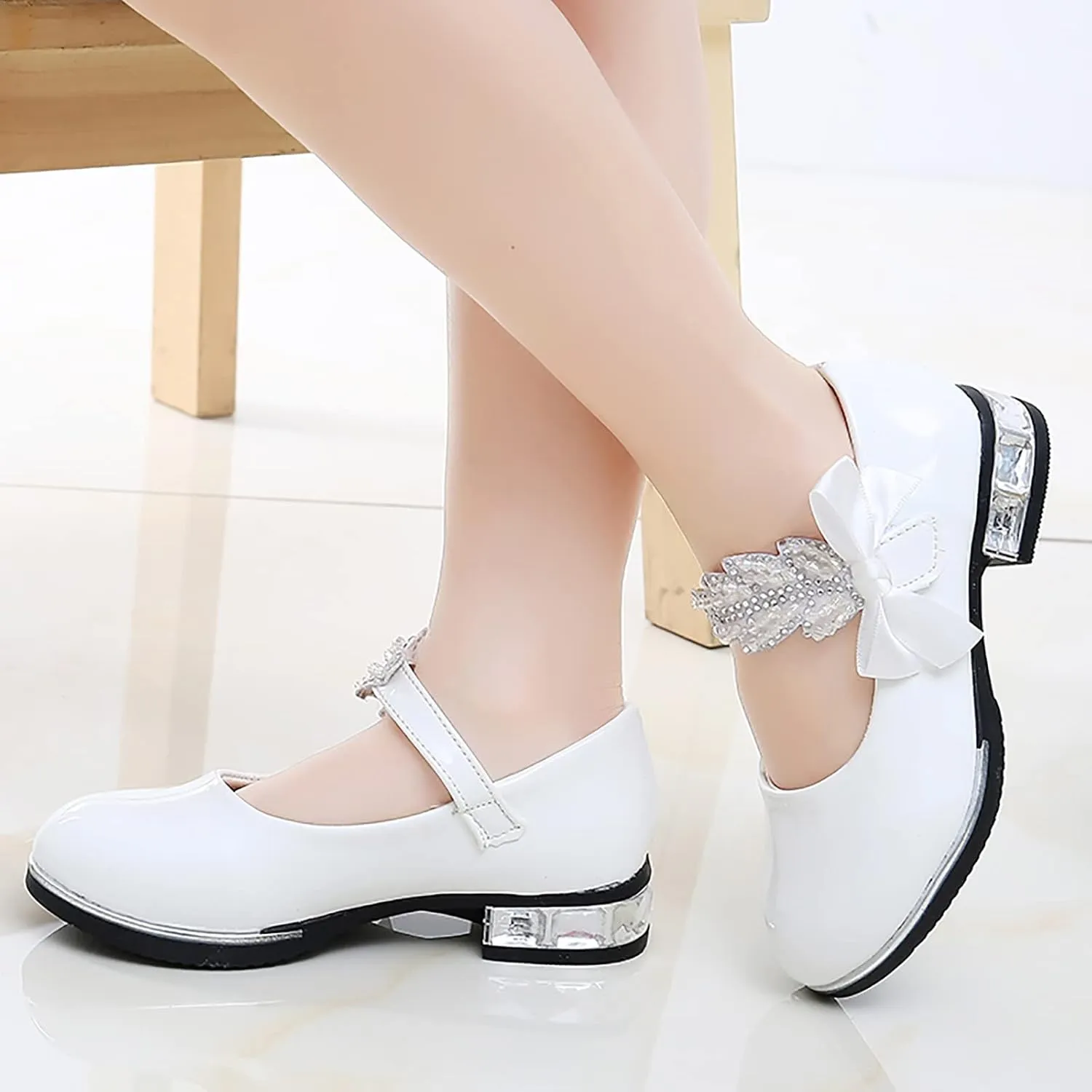 Girls Infant Dress Mary Jane Flat Little/Big Kids Low Heel Princess Hook And Loop Dress Party Wedding Shoes