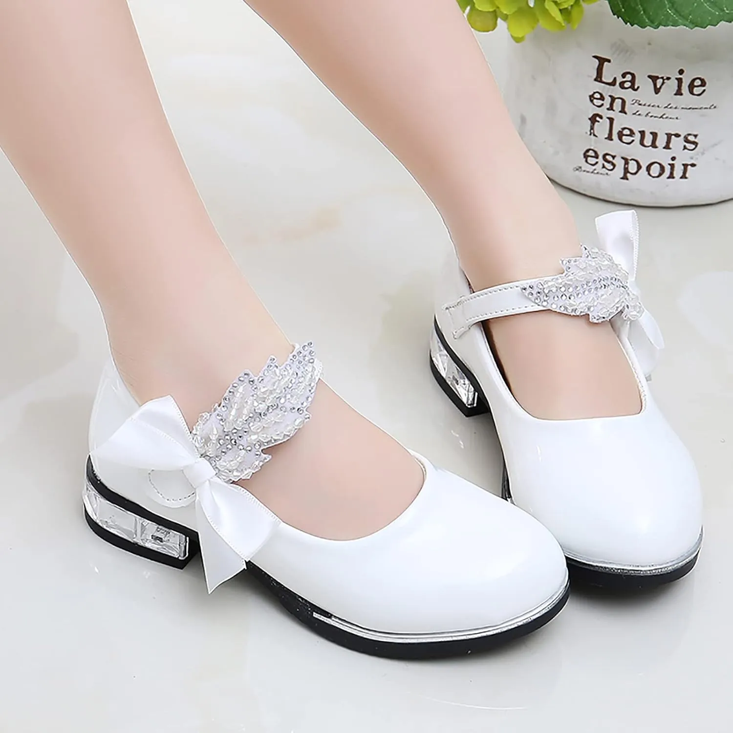 Girls Infant Dress Mary Jane Flat Little/Big Kids Low Heel Princess Hook And Loop Dress Party Wedding Shoes
