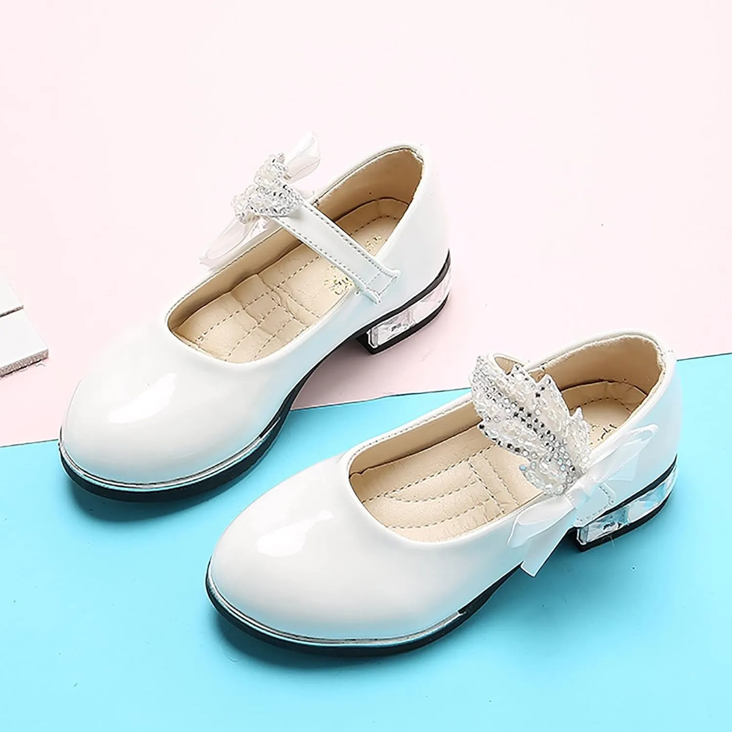 Girls Infant Dress Mary Jane Flat Little/Big Kids Low Heel Princess Hook And Loop Dress Party Wedding Shoes