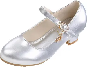 Girls Low Heels Dress Shoes with Ankle Strap Mary Jane Princess School Wedding Pary Pump Shoes for Toddler Kid