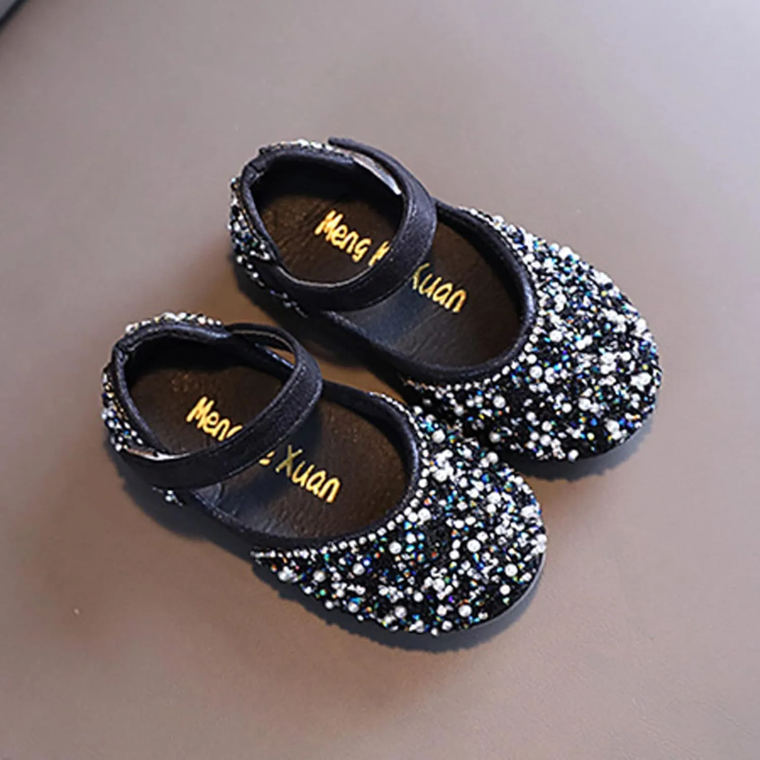 Girls Mary Jane Rhinestone Dress Shoes Baby Toddler Slip On Ballet Big Kids Flat for Party Wedding Christmas