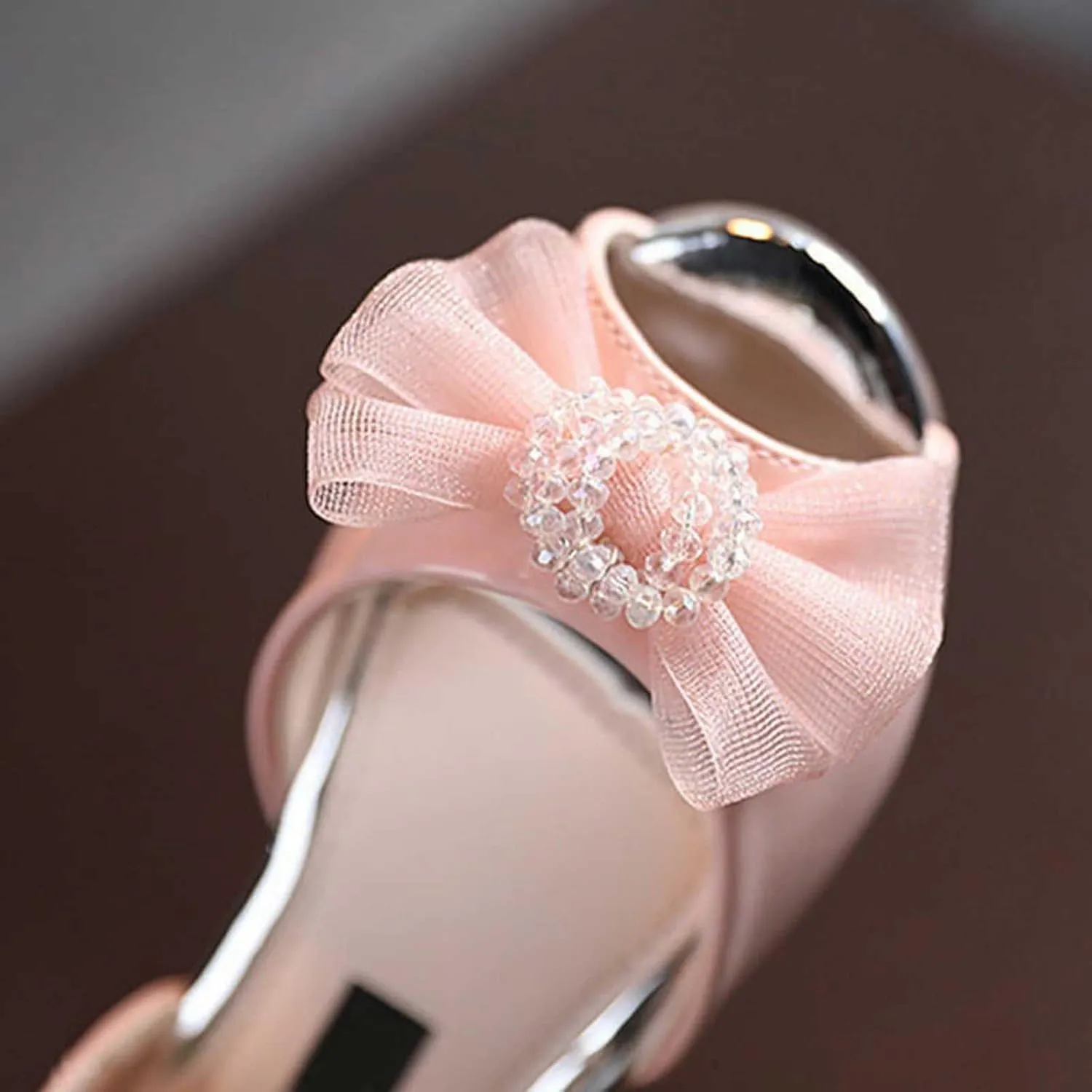 Girls Open Toe Heels Dress Shoes Flower Girl Mary Jane Sandals Wedding Pary Princess Shoes for Toddler Kids