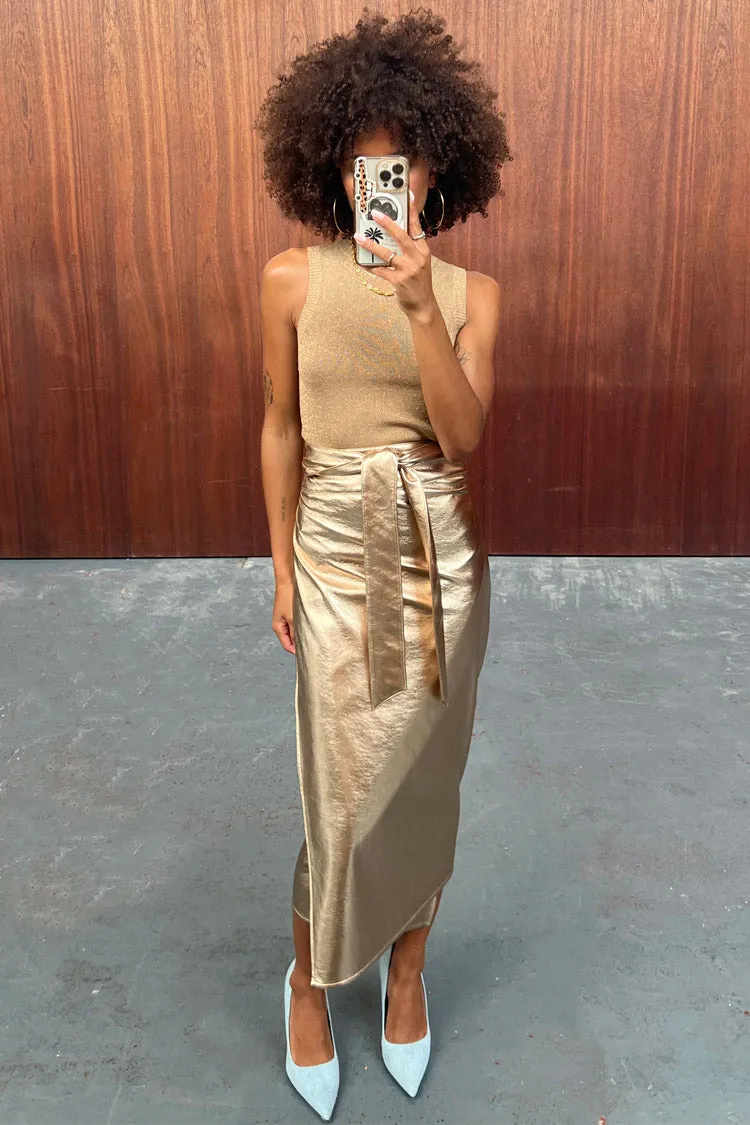 Gold Vegan Leather Jaspre Skirt