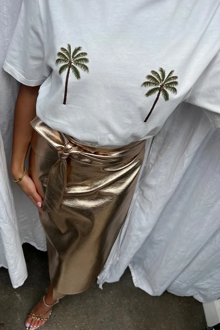 Gold Vegan Leather Jaspre Skirt