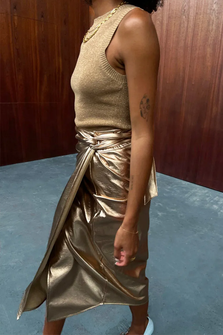 Gold Vegan Leather Jaspre Skirt