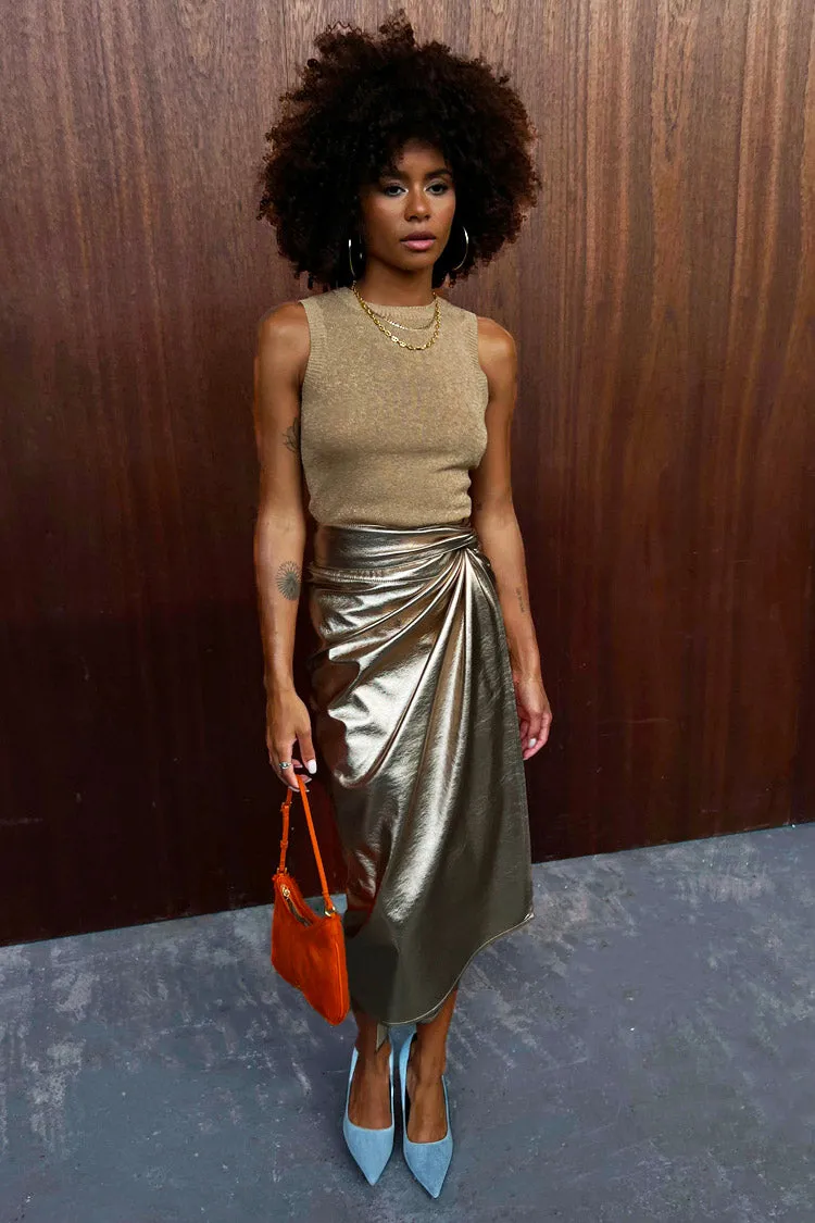 Gold Vegan Leather Jaspre Skirt