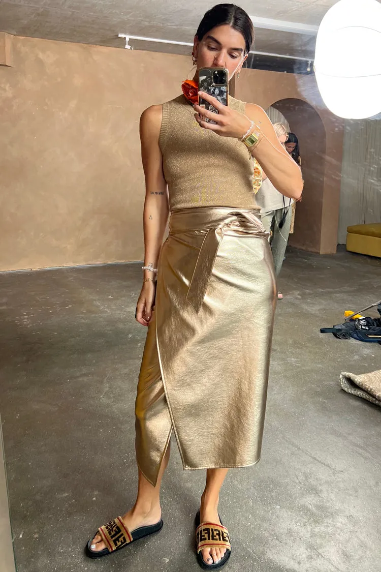 Gold Vegan Leather Jaspre Skirt