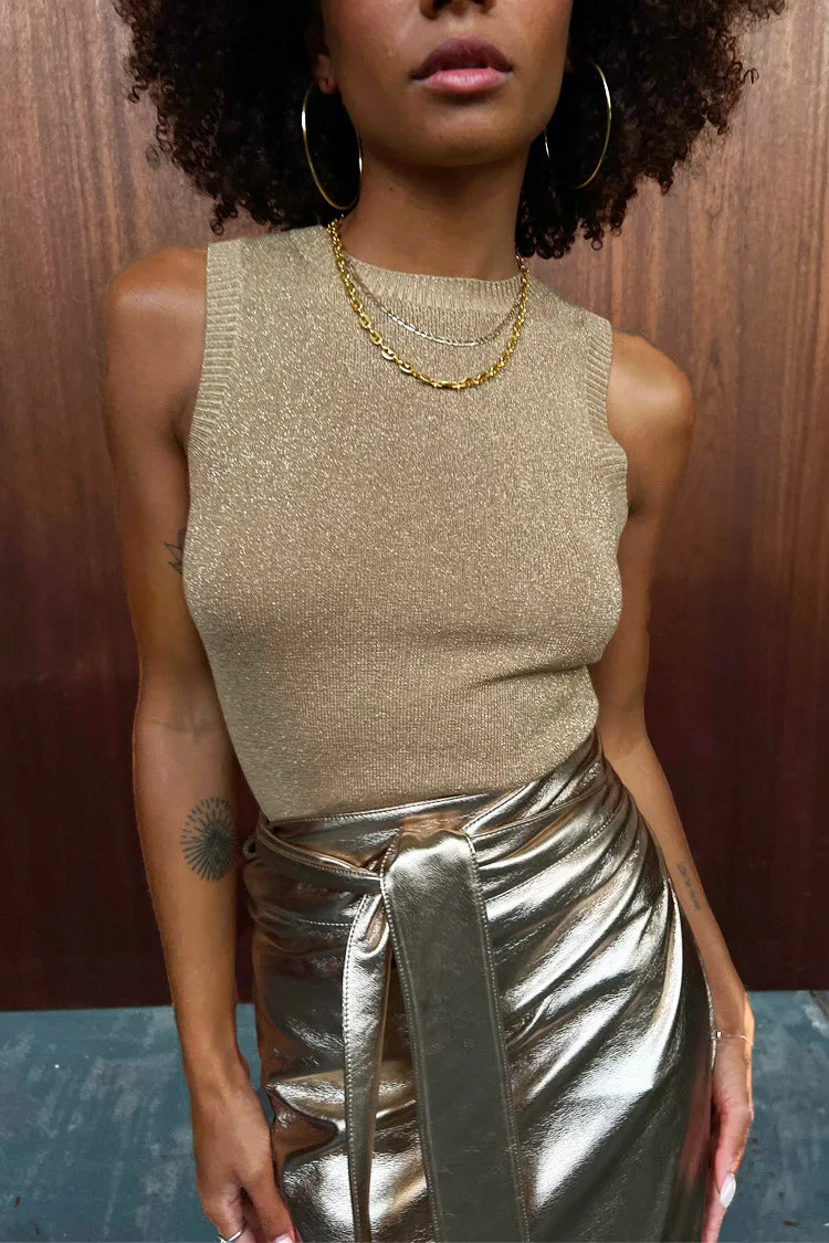Gold Vegan Leather Jaspre Skirt