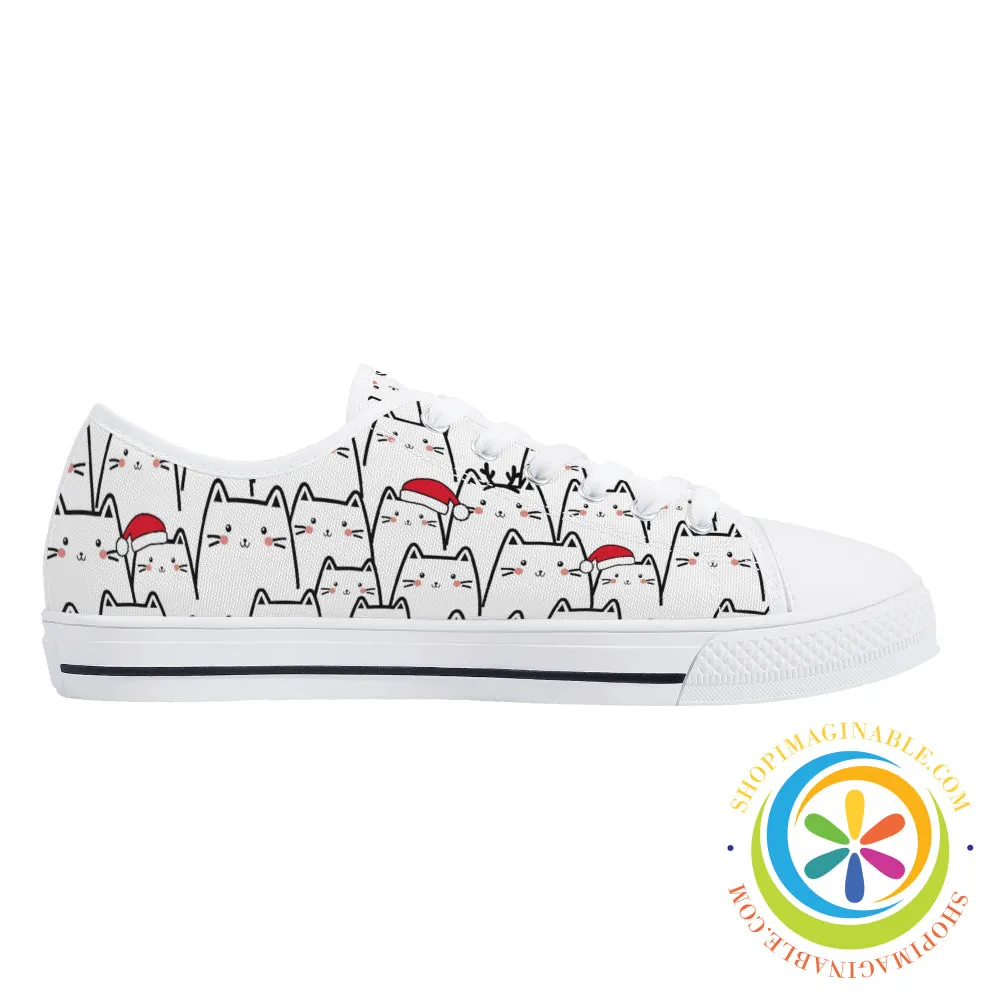 Holiday Cats Ladies Low Top Canvas Shoes