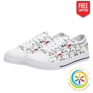 Holiday Cats Ladies Low Top Canvas Shoes