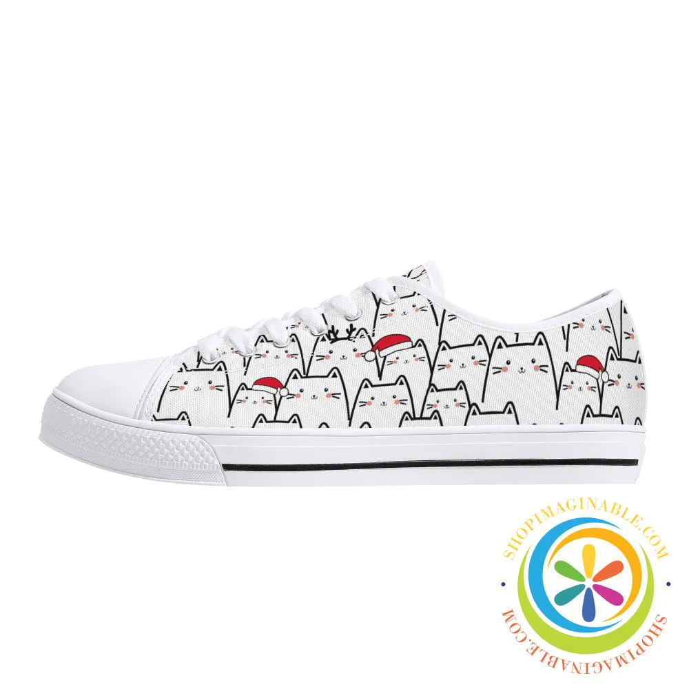 Holiday Cats Ladies Low Top Canvas Shoes