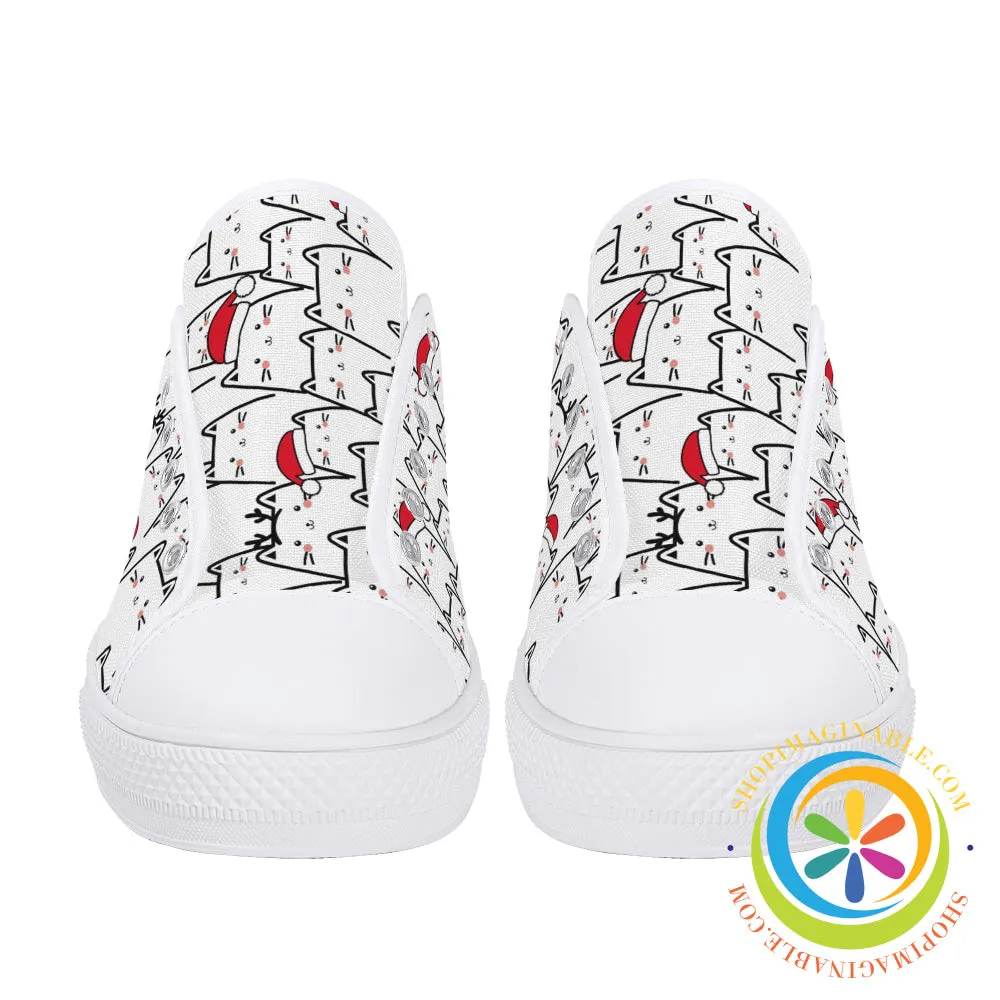 Holiday Cats Ladies Low Top Canvas Shoes
