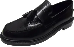 ikon Original Black Quad Punch Retro,Ska,Northern Soul Tassel Loafers