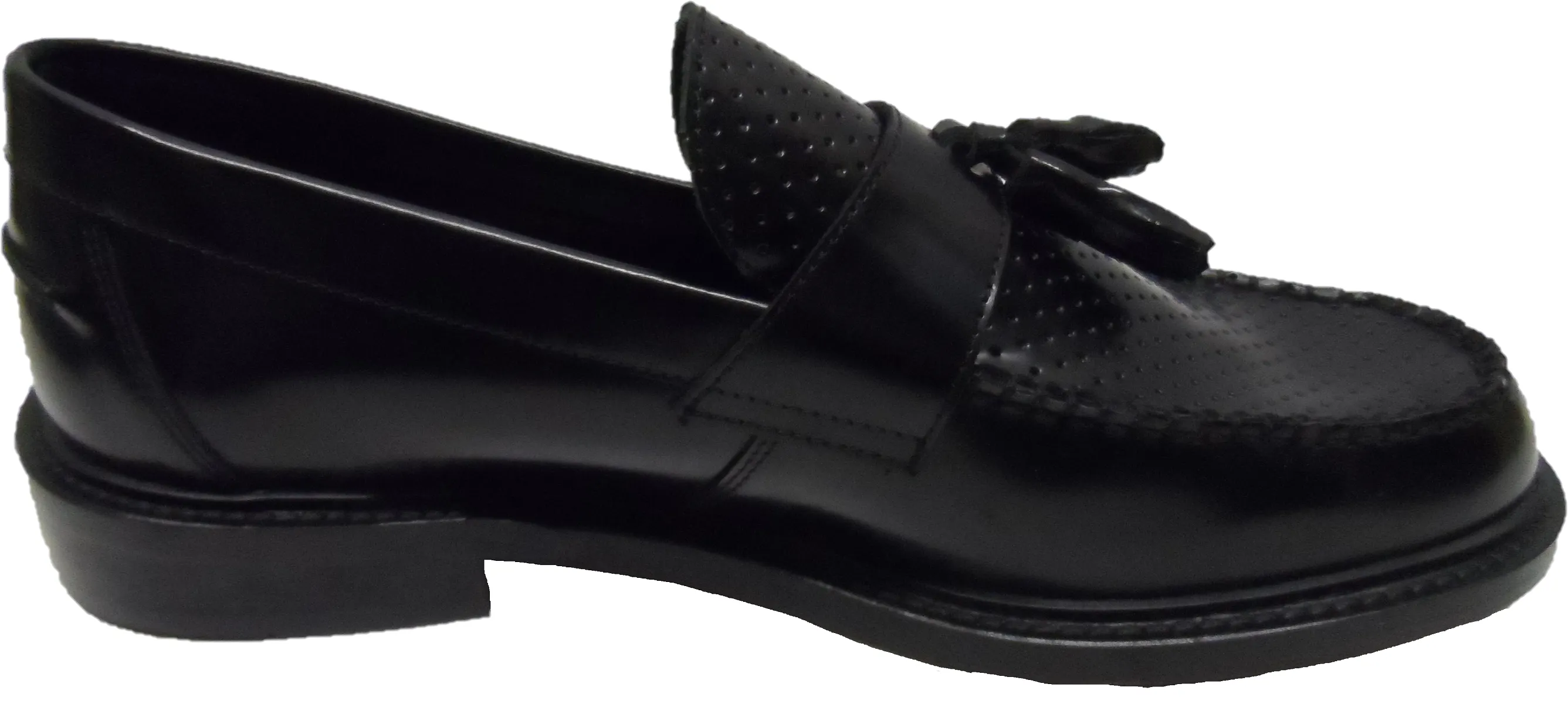 ikon Original Black Quad Punch Retro,Ska,Northern Soul Tassel Loafers