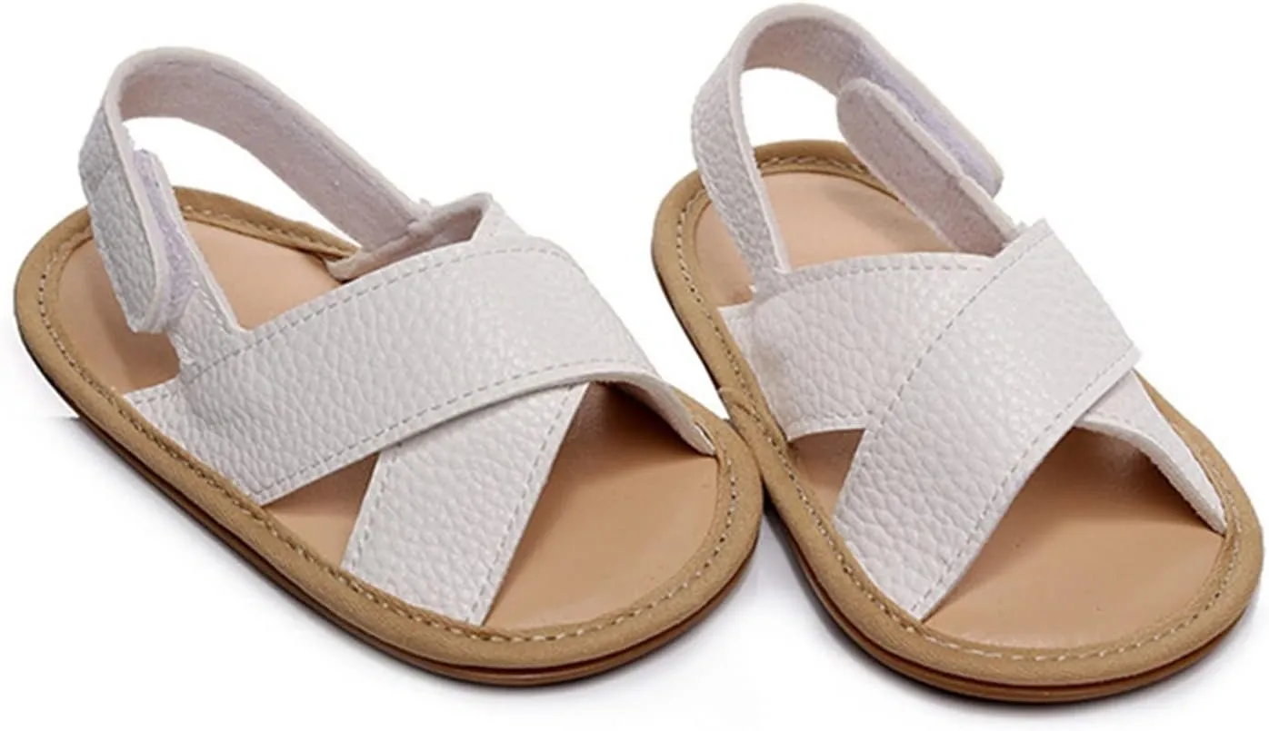 Infant Girls Boys Open Toe Solid Shoes Toddler First Walking Soft Sole Flat Sandals Bowknot Princess Water Shoes