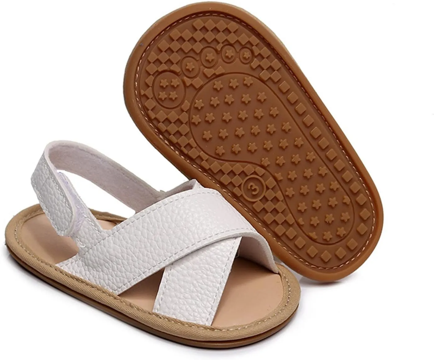 Infant Girls Boys Open Toe Solid Shoes Toddler First Walking Soft Sole Flat Sandals Bowknot Princess Water Shoes