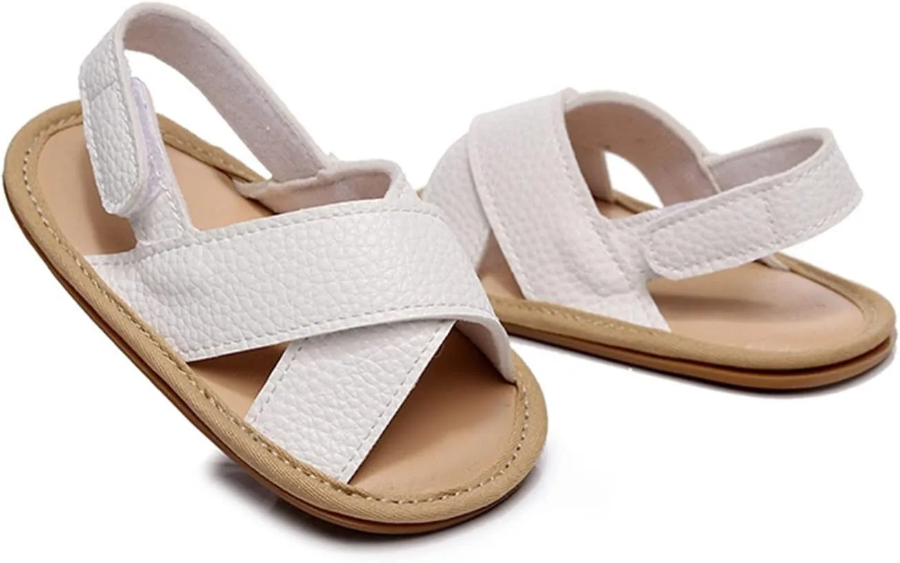 Infant Girls Boys Open Toe Solid Shoes Toddler First Walking Soft Sole Flat Sandals Bowknot Princess Water Shoes