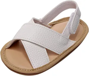 Infant Girls Boys Open Toe Solid Shoes Toddler First Walking Soft Sole Flat Sandals Bowknot Princess Water Shoes