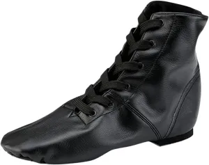 Jazz Shoes for Girls Lace-Up Jazz Dance Shoes Leather Ballet Slippers Split Sole High Top Black Over Ankle Jazz Shoes