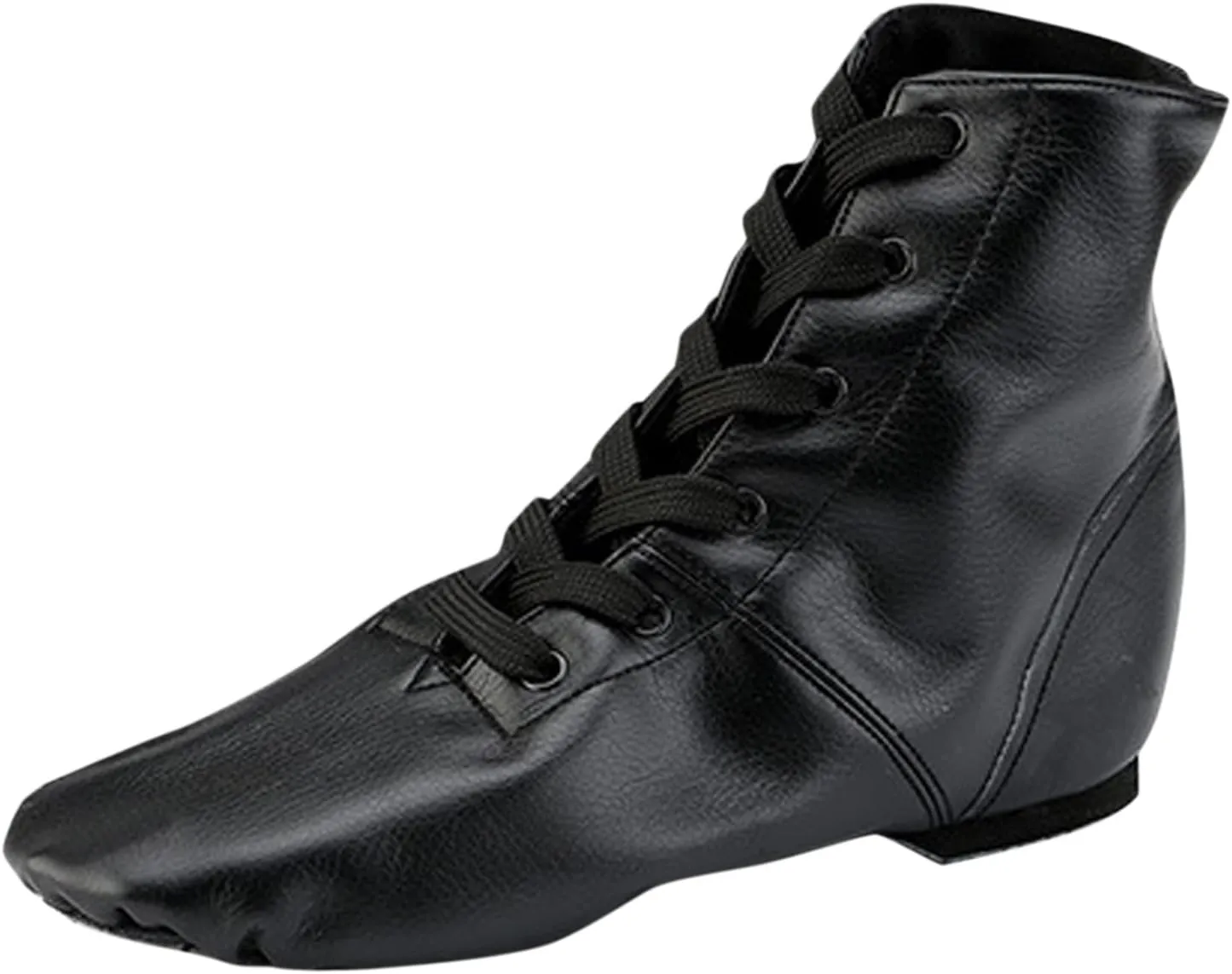 Jazz Shoes for Girls Lace-Up Jazz Dance Shoes Leather Ballet Slippers Split Sole High Top Black Over Ankle Jazz Shoes