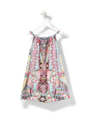 KIDS GATHERED NECK DRESS MOCHILLA CHILLER