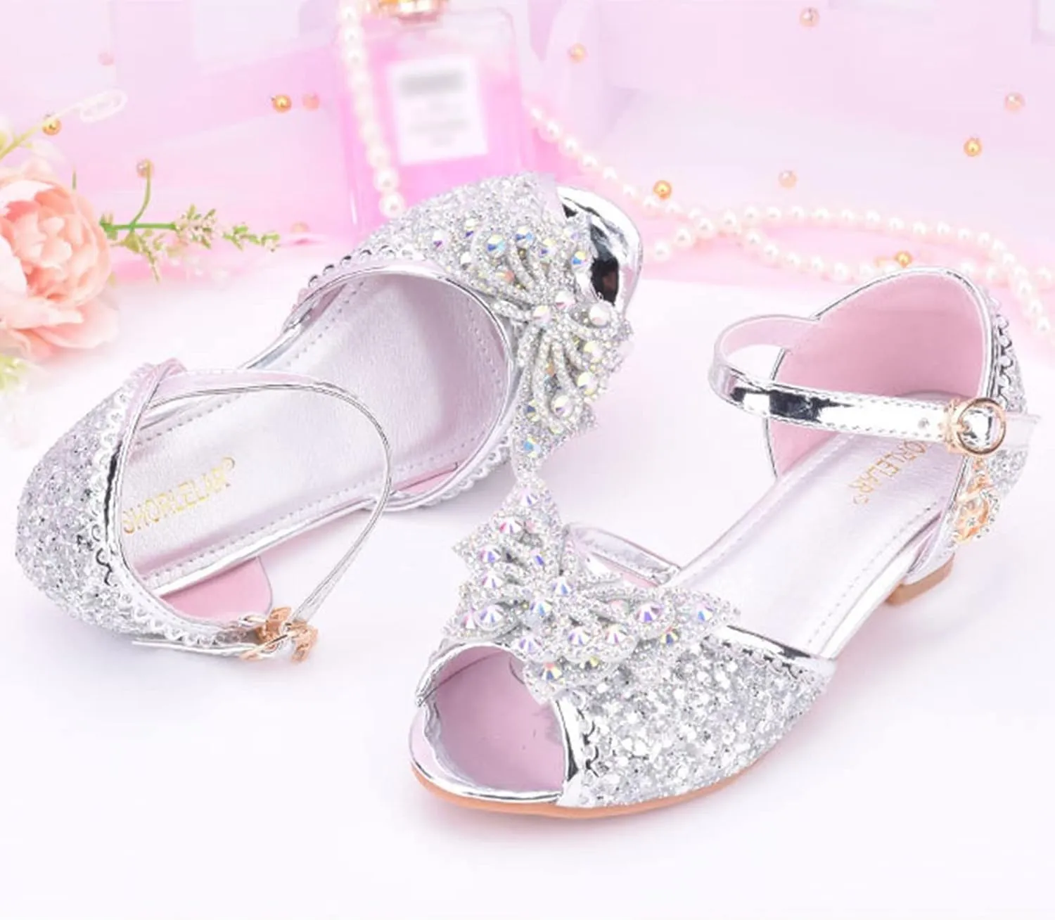 Kids Girls Glitter Butterfly Sandals Sequin hinestone Dress Shoes Little/Big Kids Fashion Girls Slippers Clog