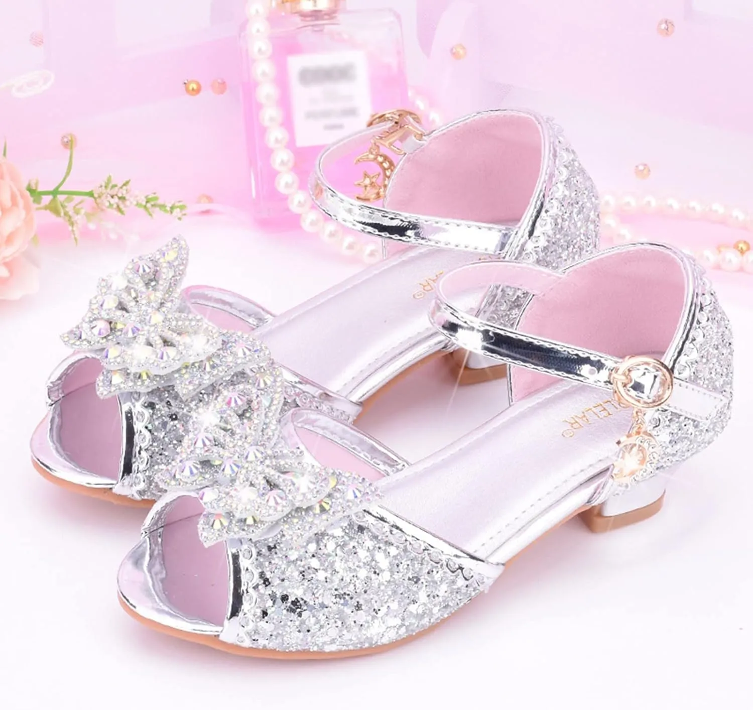 Kids Girls Glitter Butterfly Sandals Sequin hinestone Dress Shoes Little/Big Kids Fashion Girls Slippers Clog