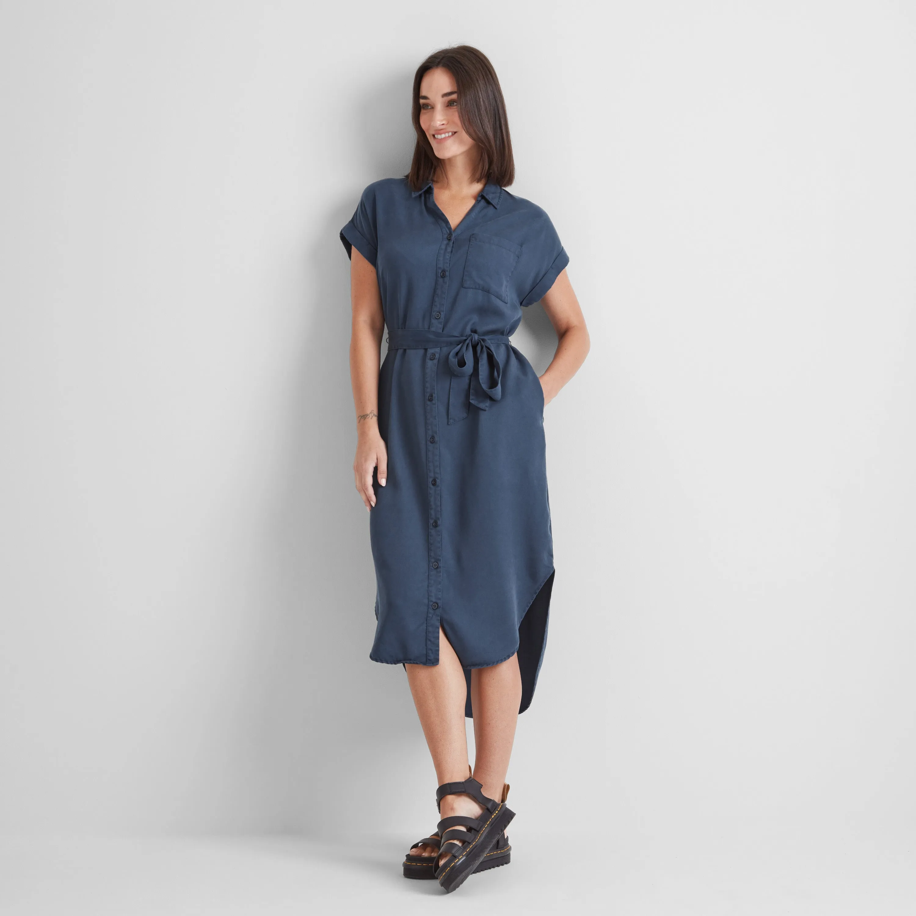Lenira Womens Shirt Dress - Dark Denim