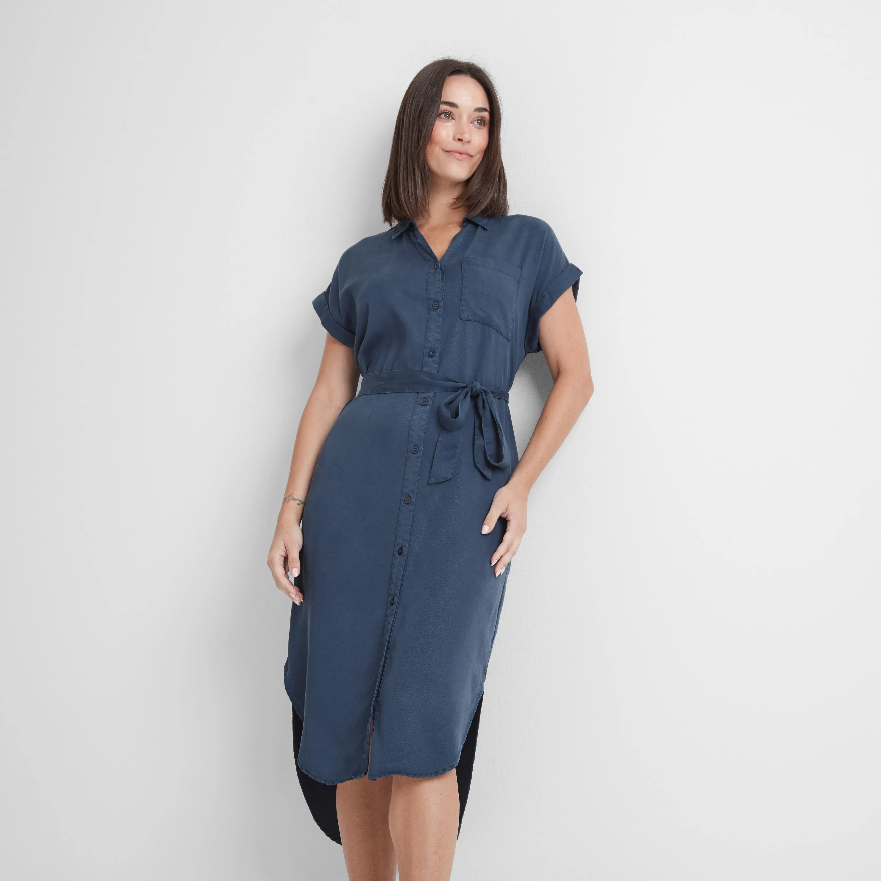Lenira Womens Shirt Dress - Dark Denim