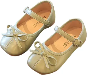 Little Girls Dress Shoes Bow Slip On Mary Jane Ballet Flats Flower Toddler Girl School Party Wedding Shoes