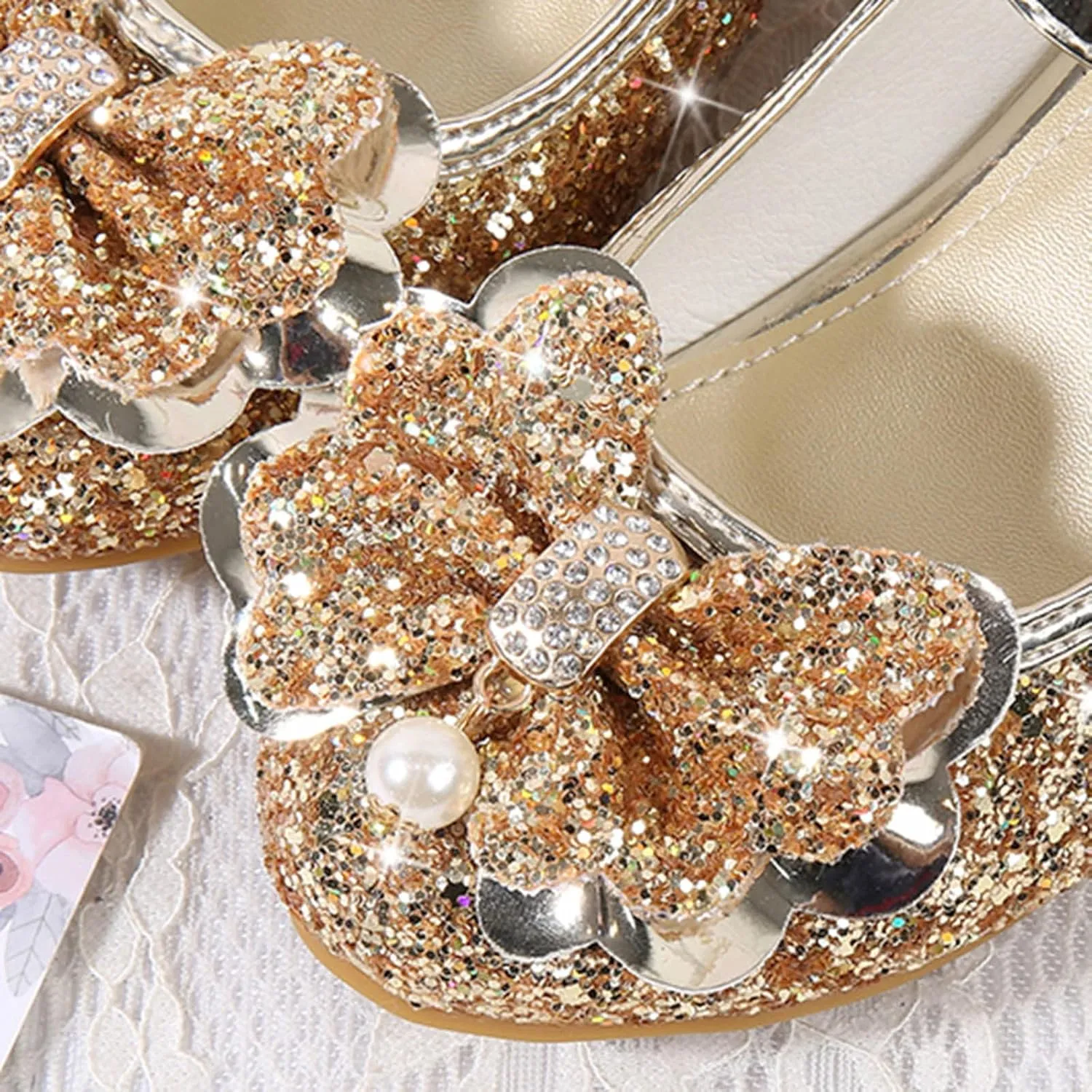 Little Girls Glitter Bowknot Dress Shoes Kids Mary Jane Low Heels Pary Wedding Girls Sandals Toddler Size 8
