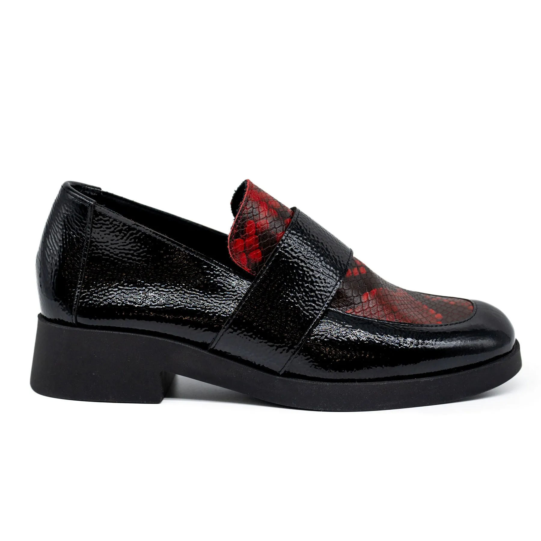 Loafers με Minimal Μπαρέτα - Noir/Rouge