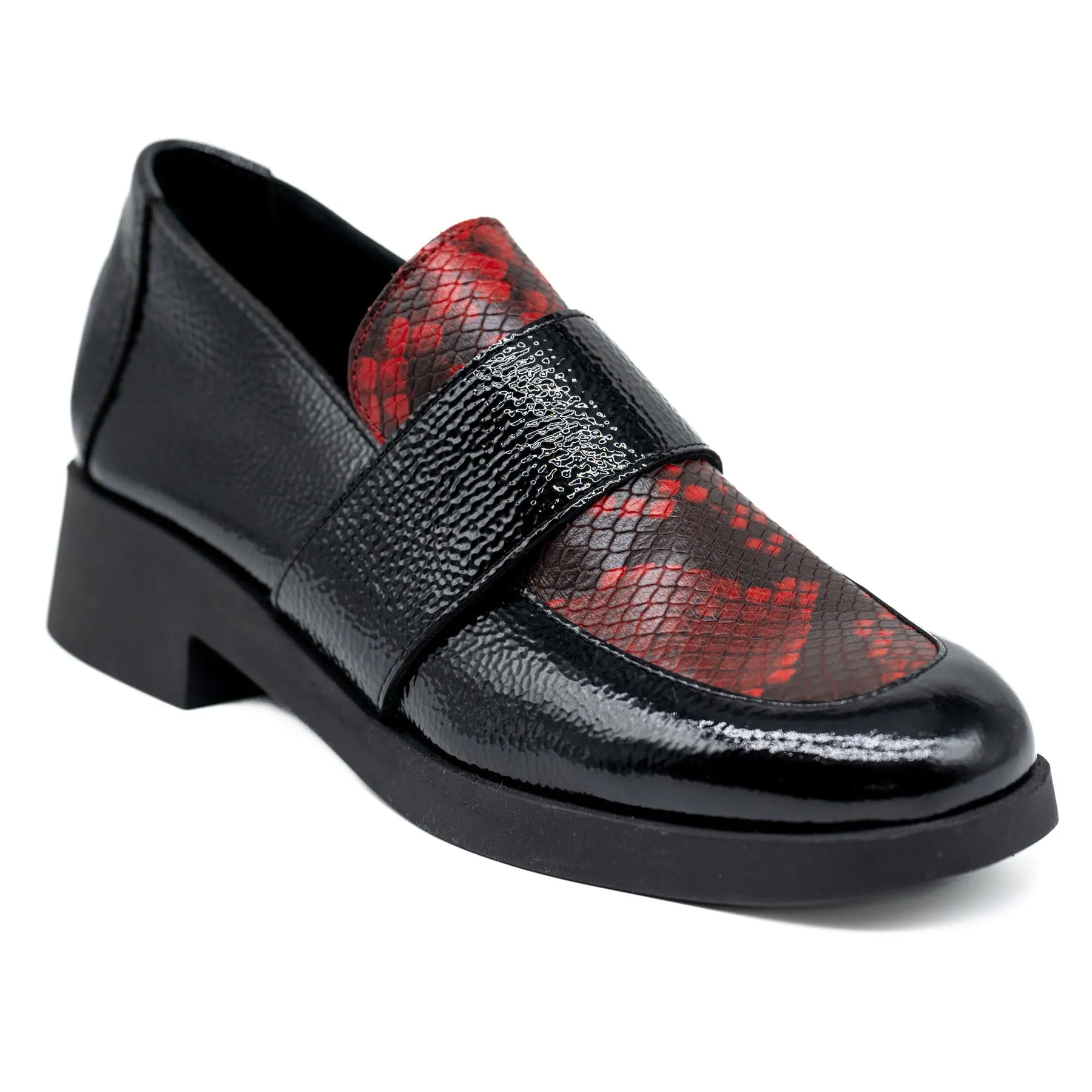 Loafers με Minimal Μπαρέτα - Noir/Rouge